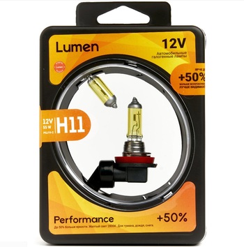 Лампа Lumen H11 12V-55W +50% Yellow к-т