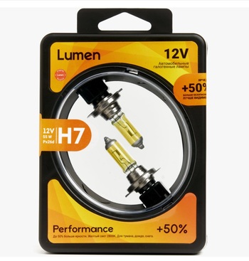 Лампа Lumen H7 12V-55W +50% Yellow к-т
