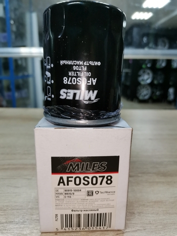 Фильтр масляный MILES AFOS078 для бензиновых автомобилей Toyota (2.0L,2.4L)