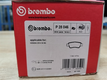 Дисковые тормозные колодки задние BREMBO P28046 для Honda CR-V III (2007->)