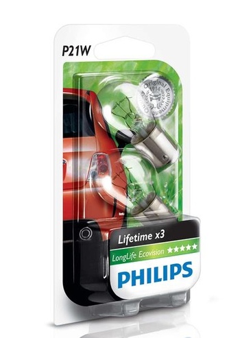 Лампа Philips 12V 21W 12498 LongLife EcoVision 2шт.