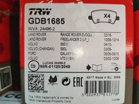 Дисковые тормозные колодки задние TRW GDB1685 для Ford, Land Rover, Volvo (4 шт.)