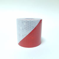 Скотч Светоотражающий шир.5см длина 5м. Красно-белый скошеные полосы