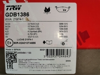 Дисковые тормозные колодки передние TRW GDB1386 для Audi A2, Audi A3, Seat Altea XL (4 шт.)