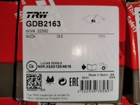 Дисковые тормозные колодки задние TRW GDB2163 для Mazda CX-5  (KAY02648Z ) (4 шт.)