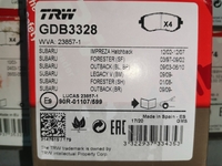 Дисковые тормозные колодки передние TRW GDB3328 для Subaru Forester, Subaru Impreza, Subaru Legacy, Subaru Outback (4 шт.)