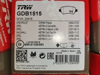 Дисковые тормозные колодки задние TRW GDB1515 для Chevrolet, Kia, Opel (4 шт.)