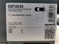 Дисковые тормозные колодки задние LPR 05P2039 для автомобилей Audi Q5 (2017->н.в.) (к-кт4шт)